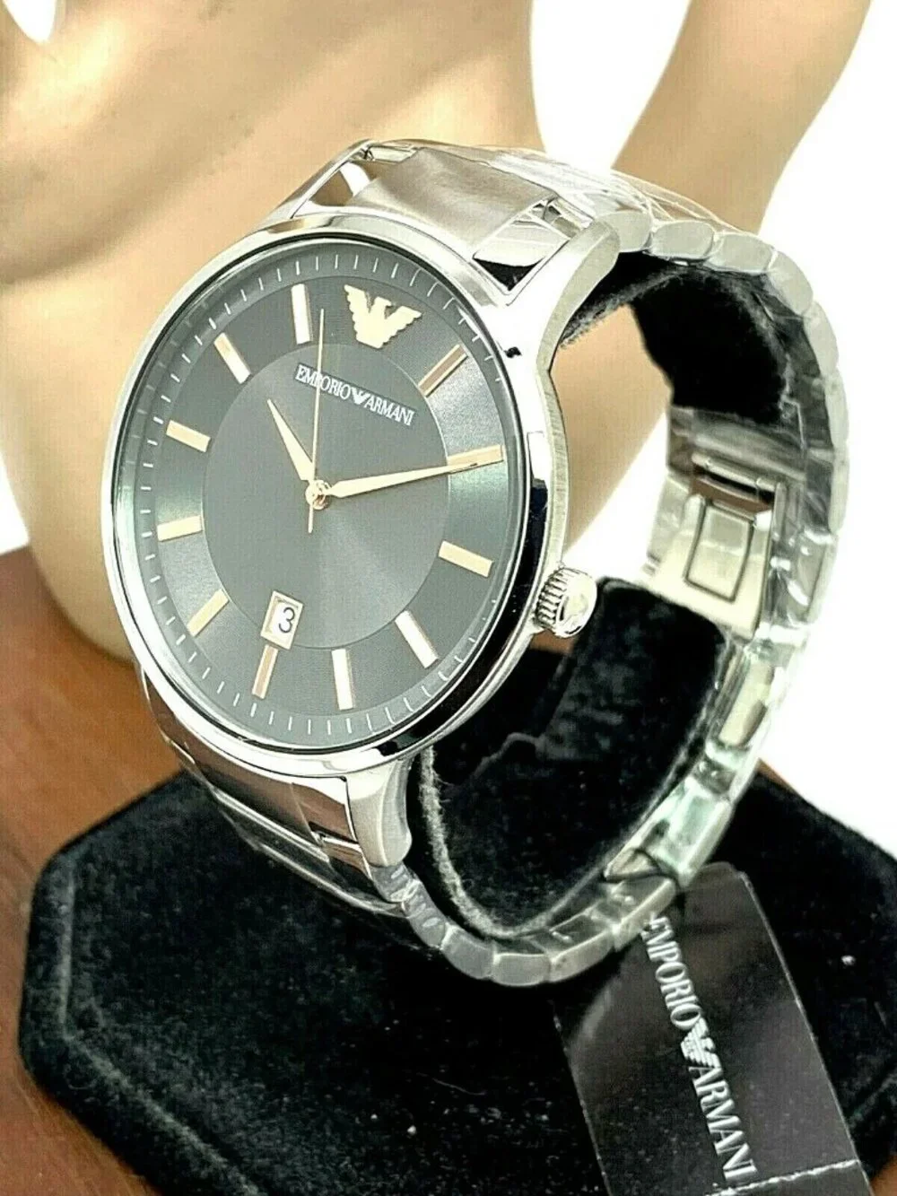 Emporio Armani Men's Watch AR11179 Quartz Gray Dial Silver Stainless Steel 43mm
